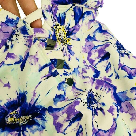Adore Me Kally One Piece Floral Swimsuit Womens Size Small Blue Purple - Picture 2 of 7